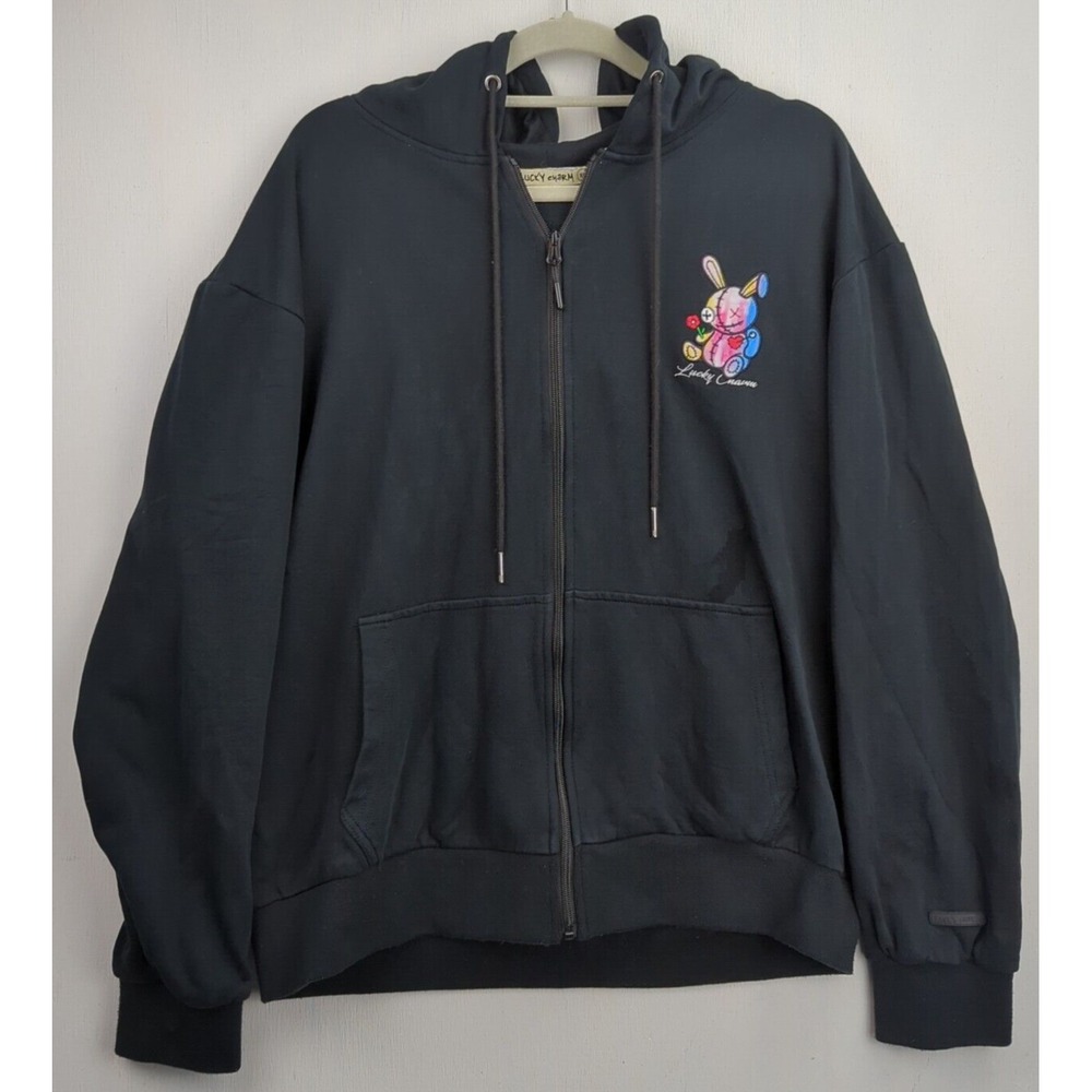 BKYS Lucky Charm Unisex Zip Hoodie  Sweater Size XL‎ Embroidered Bunny Zombunnie - Picture 2 of 8